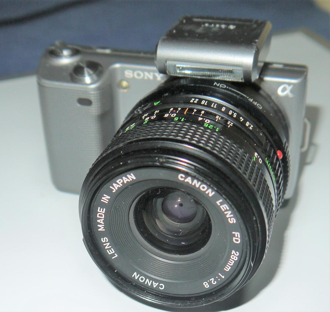 キャノンNEW FD 広角レンズをソニーミラーレスに使用　２８ＭＭ　Ｆ２．８