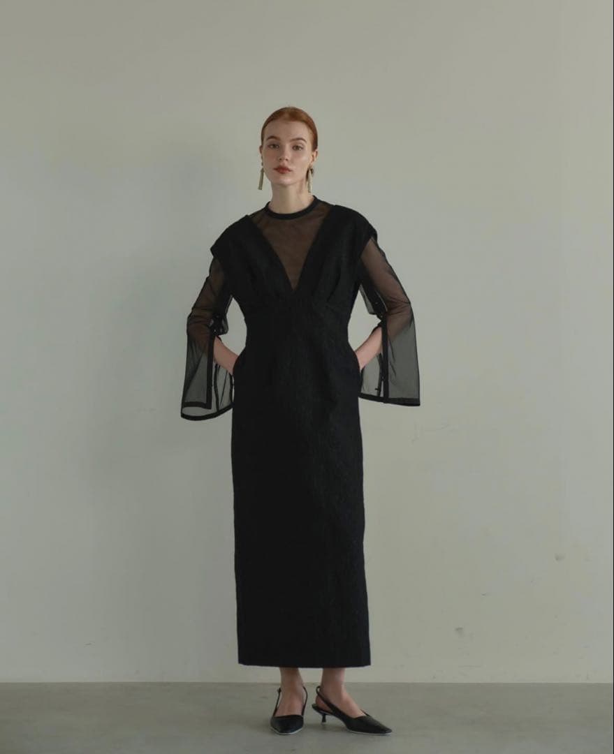 ANDRESD V line jacquard dress 黒 ドレス ブラック