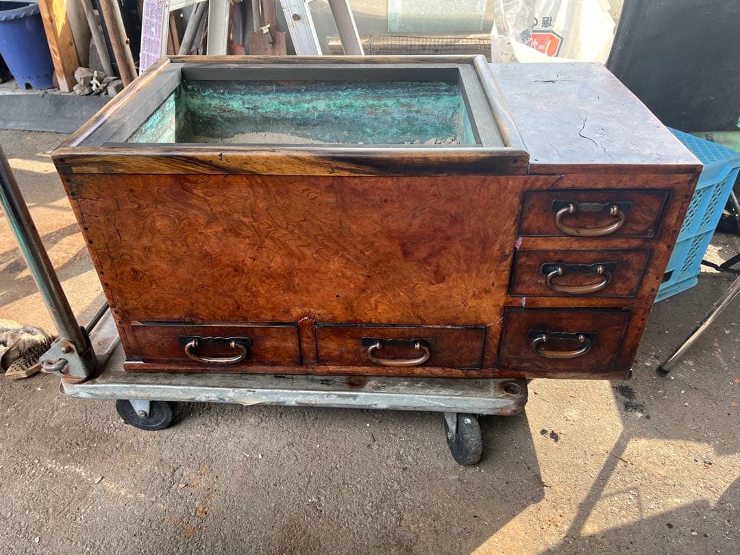 長火鉢、ケヤキ玉杢火鉢、ケヤキ長火鉢、 玉杢、火鉢、囲炉裏、