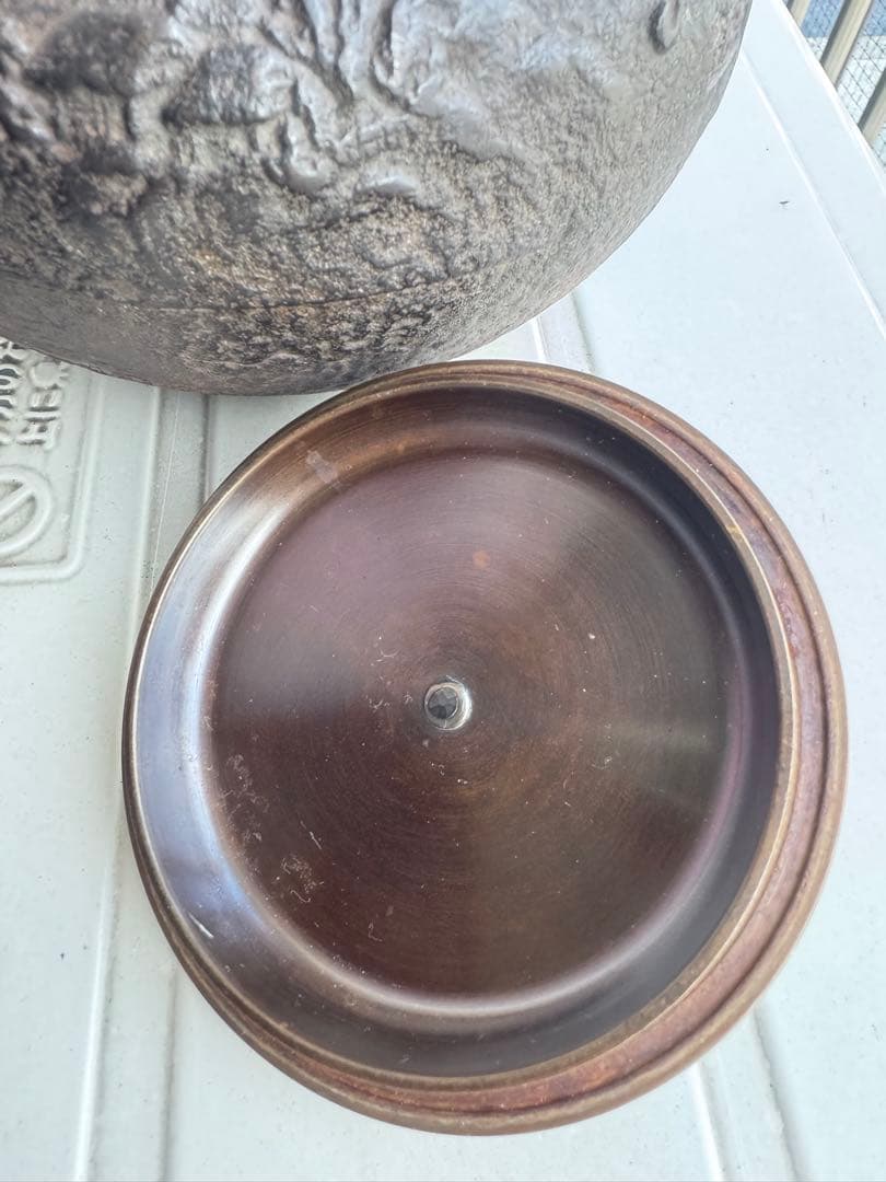 亀文堂鉄瓶　銀象嵌提手 蔵出し コレクション　茶道具　煎茶器