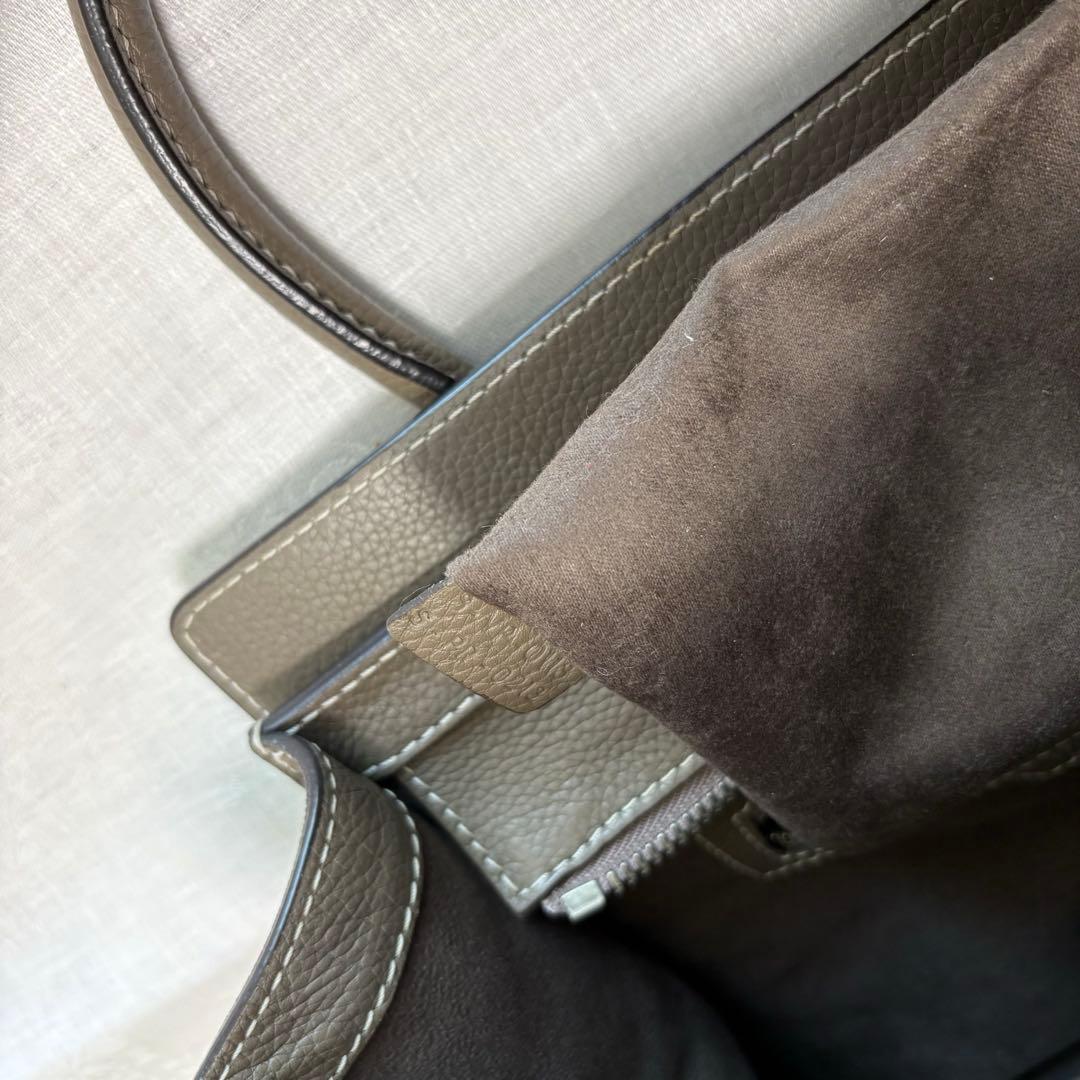 CELINE セリーヌ ラゲージ マイクロショッパー レザー グレージュ スリ