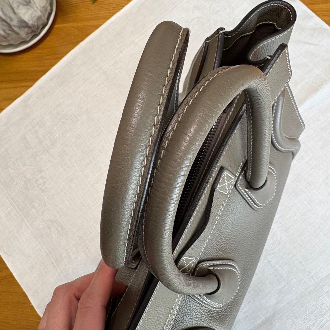 CELINE セリーヌ ラゲージ マイクロショッパー レザー グレージュ スリ