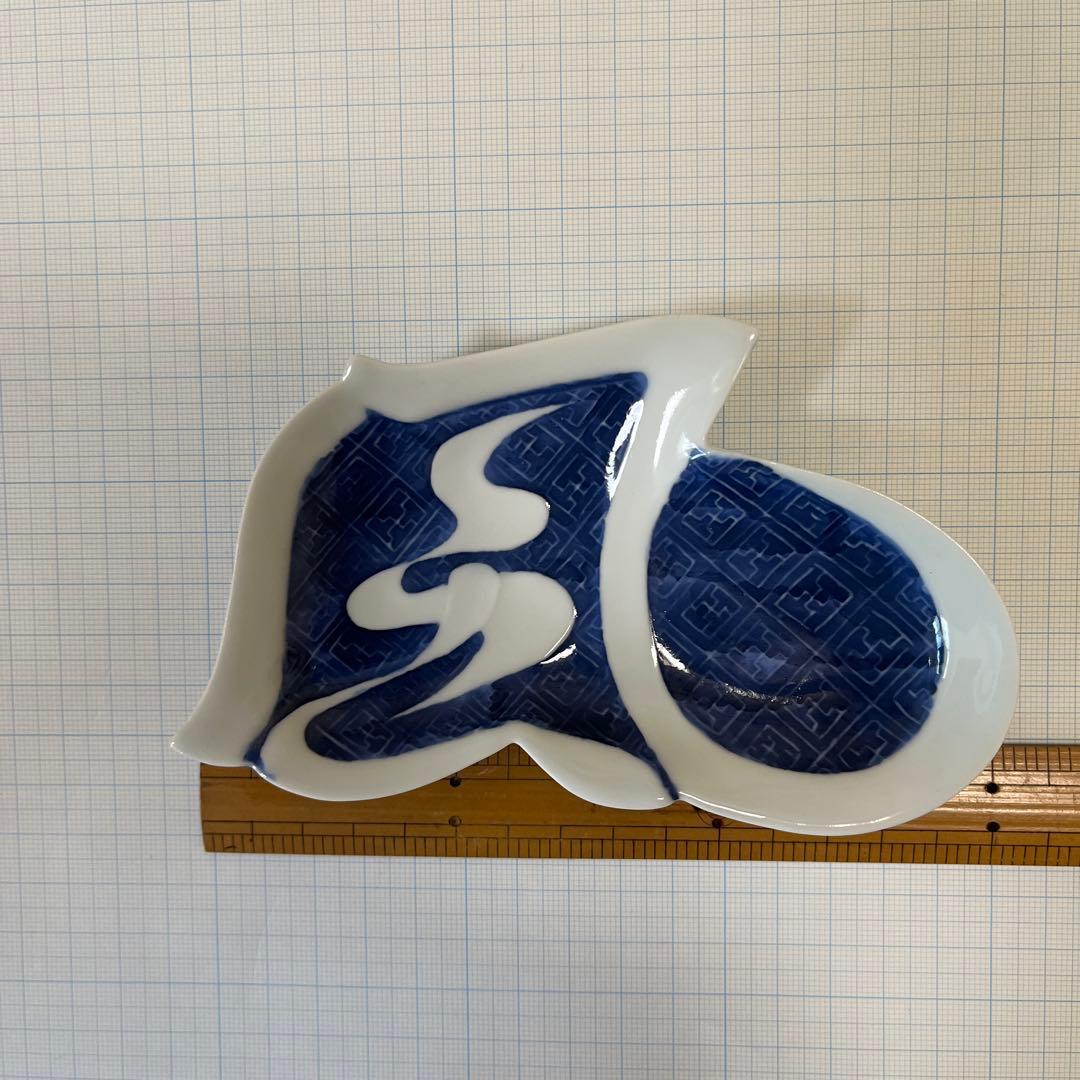 『風の字』型染付け磁器向付皿 5枚セット NO.2