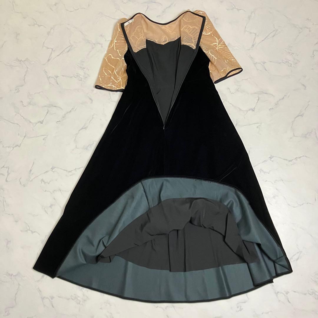 LEJA ビスチェ風 ウエストベルト付 花柄レースキラキラ刺繍 ドレスワンピース