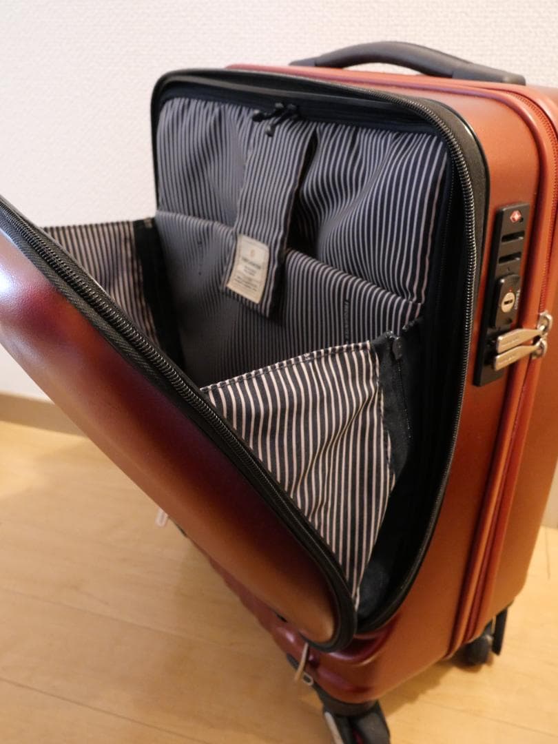 超静音キャリーケース 34L フロントオープン 機内持込み可 ストッパー付