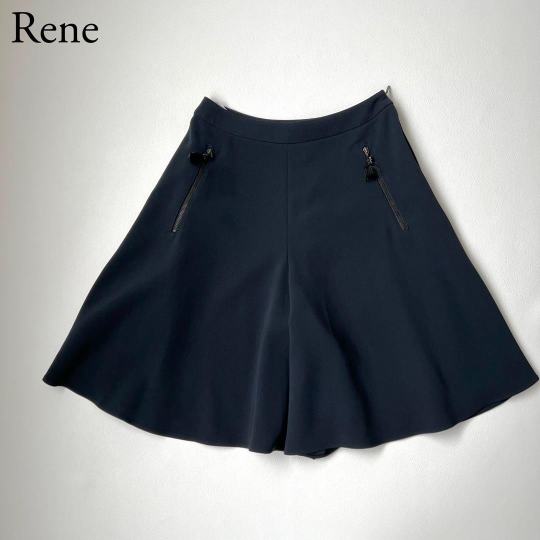 良品 Rene ルネ　キュロット ハーフパンツ　ネイビー　綺麗め　34
