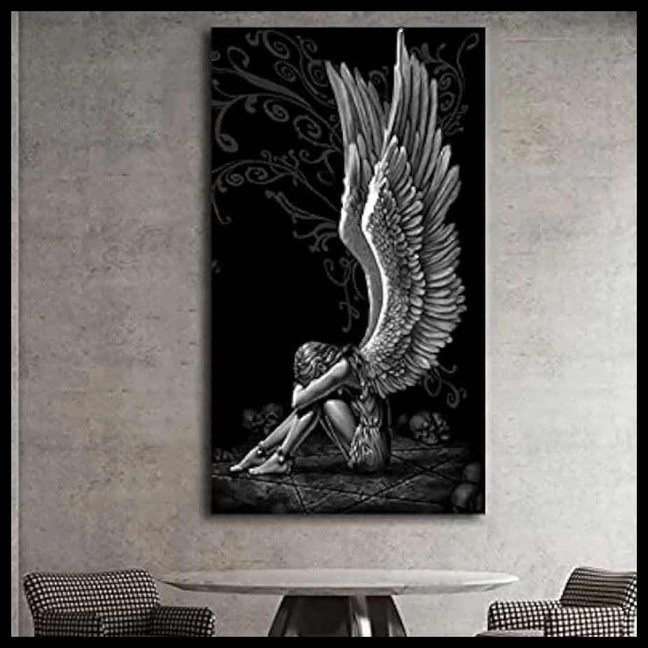 希少　天然水晶石　『天使と悪魔の少女』　ダイヤモンドアート　160×90cm