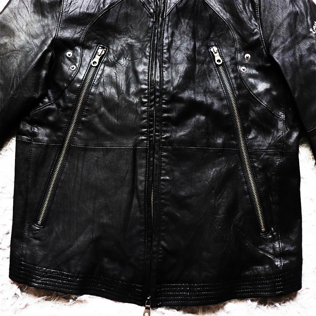 Y2K✨PPFM シングルライダース 羊革 八の字ジップ ギミック ダブルジップ