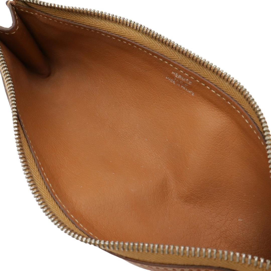 エルメス ピッコロ ペンケース レザー ライトブラウン 茶 シルバー金具 J刻印