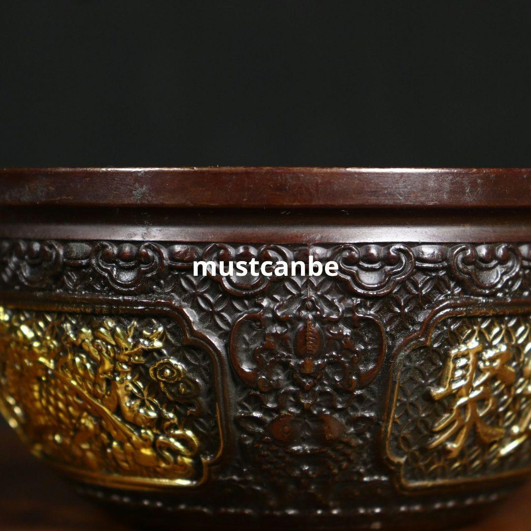 銅器 麒麟聚宝盆 家内 応接間 事務室 卓上 装飾品 開運 風水 工芸品 置物