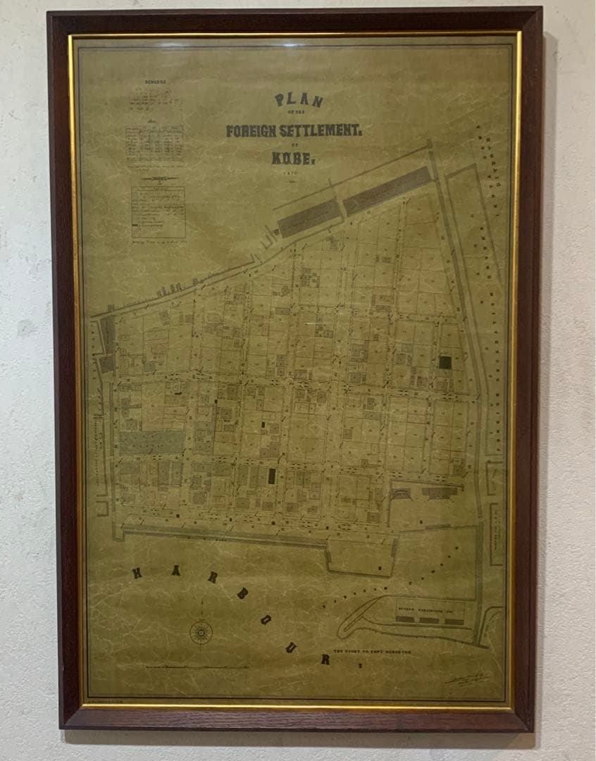 超希少　複製画　J・Wハート『神戸居留地計画図』1870年　アンティーク