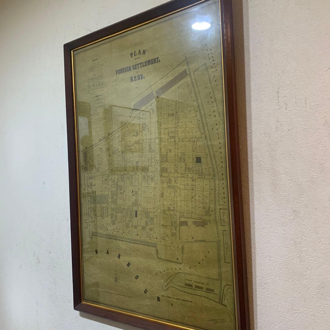 超希少　複製画　J・Wハート『神戸居留地計画図』1870年　アンティーク