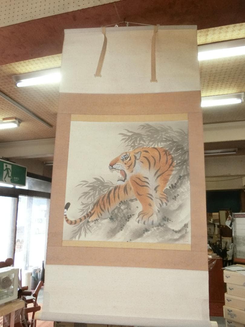 虎 日本画 桂堂画 掛け軸