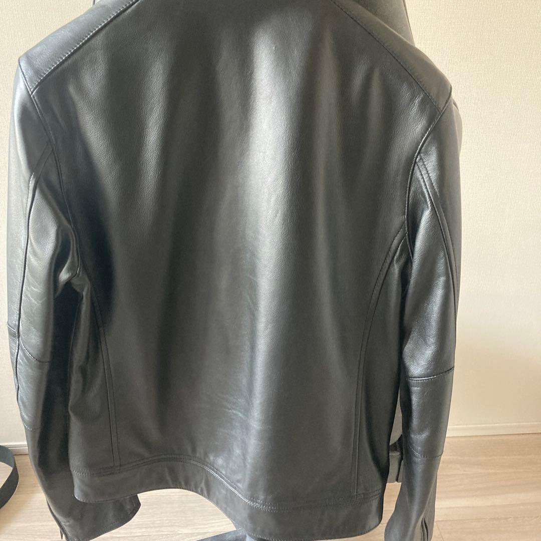 AOURE ブラック シングルライダースジャケット