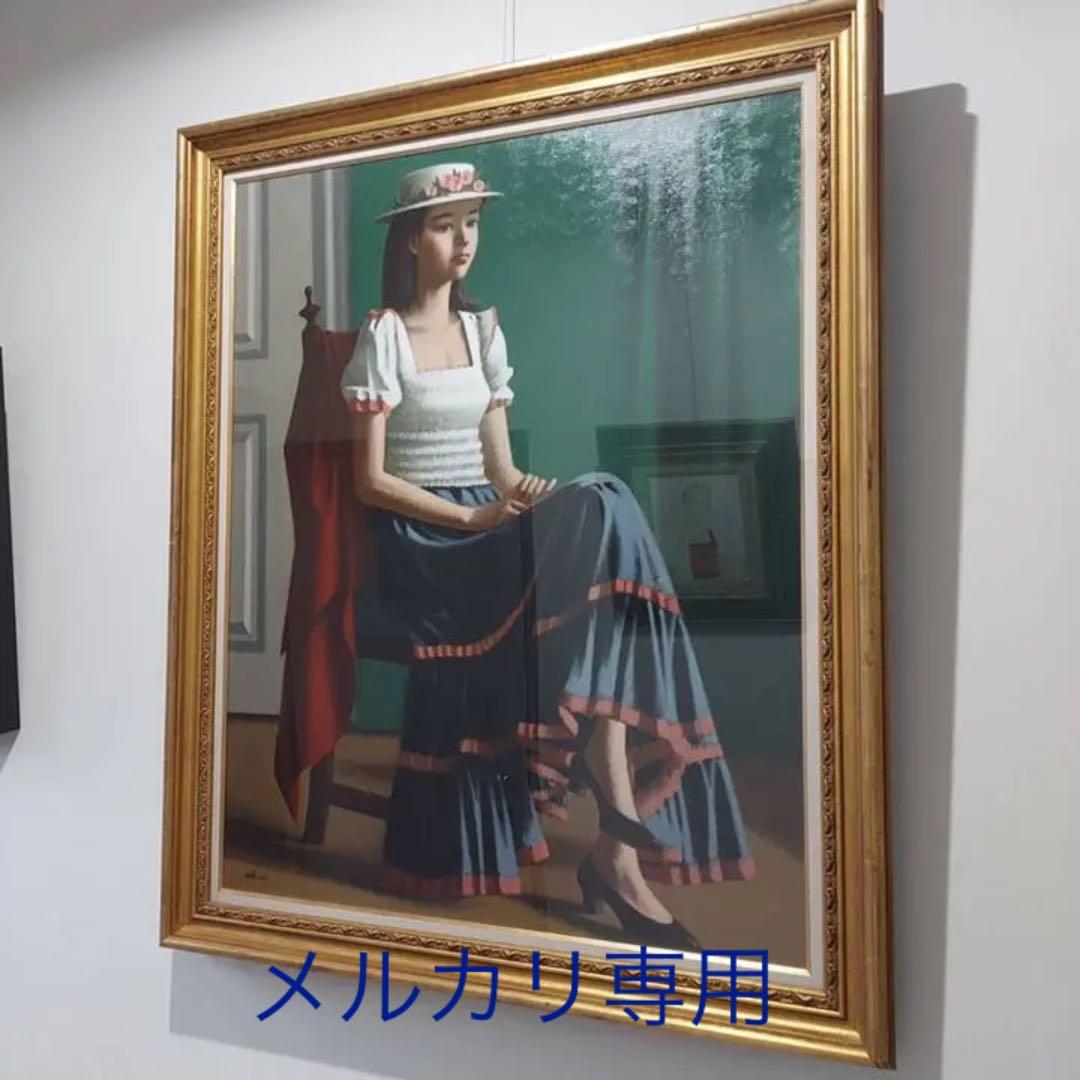 佐藤カツヤ　絵画　花帽子　原画　油絵