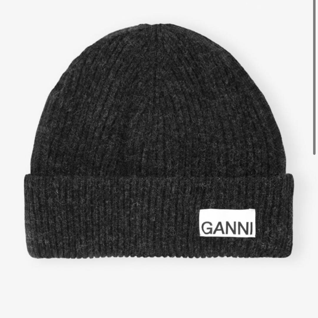【未使用タグ付】GANNI ニット帽 ダークグレー
