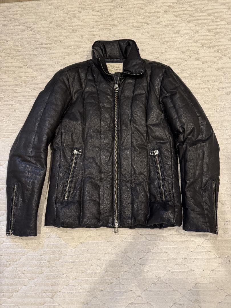 AVIREX ライダースダウン ゴートレザー デュポン社製ライナー 黒 L