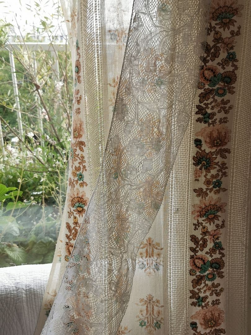 アンティークベルギー バンシュボビンレース ロングマフラー ハンドメイドショール