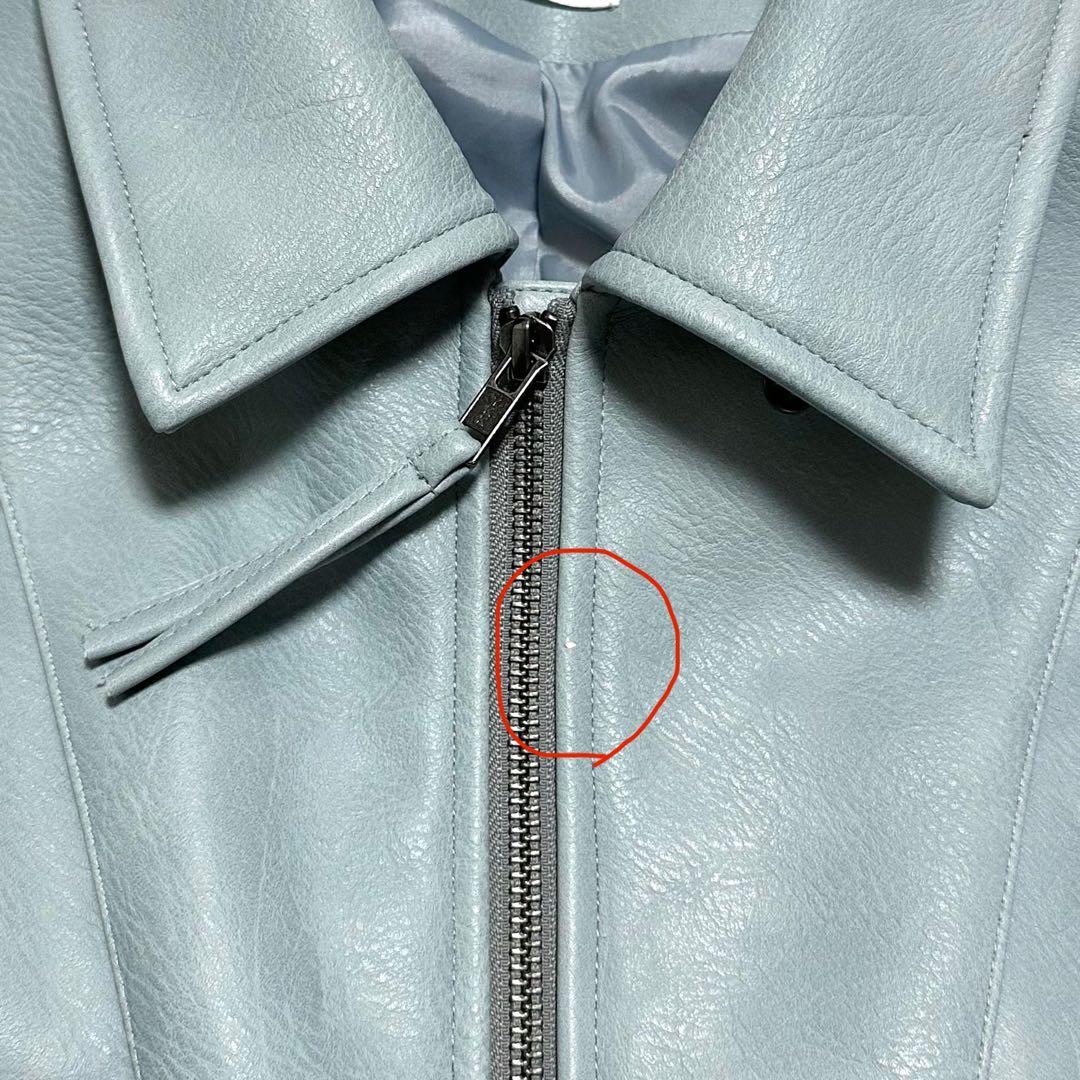 CAMPHOR WOOD ジップ レザー ジャケット M ブルー系