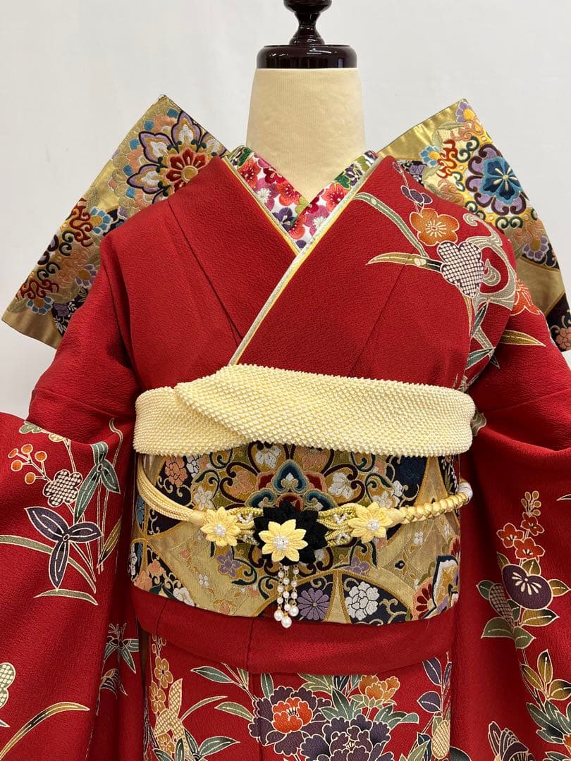 振り袖　フルセット　別誂長襦袢　振袖　京紅型染め　成人式　結婚式　赤　635
