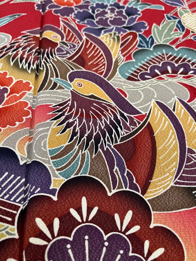 振り袖　フルセット　別誂長襦袢　振袖　京紅型染め　成人式　結婚式　赤　635