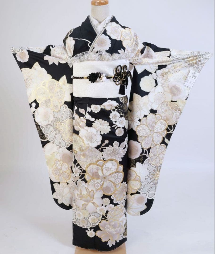 振袖 セット 黒白 ファーつき