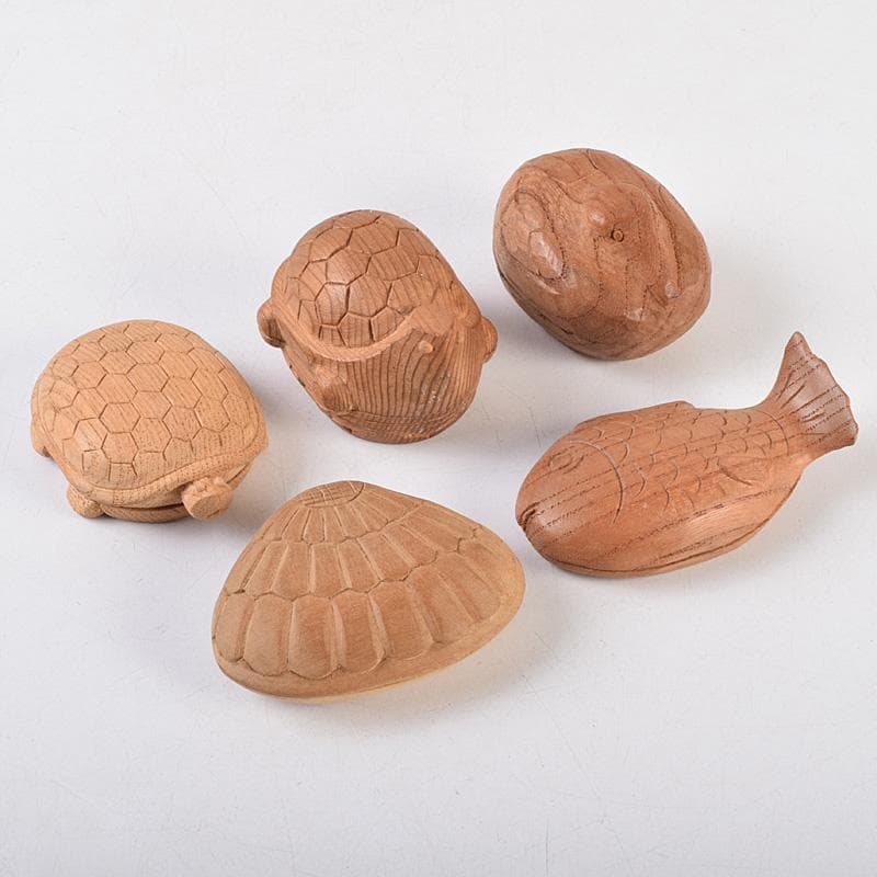 茶道具　木彫　亀香合　魚香合など　5点まとめて　V　R9240