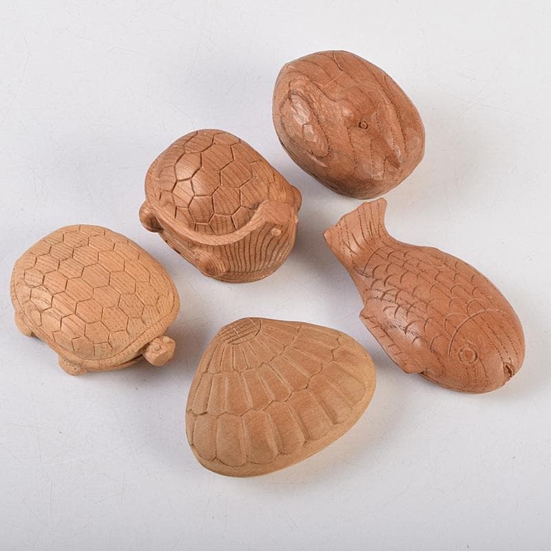 茶道具　木彫　亀香合　魚香合など　5点まとめて　V　R9240