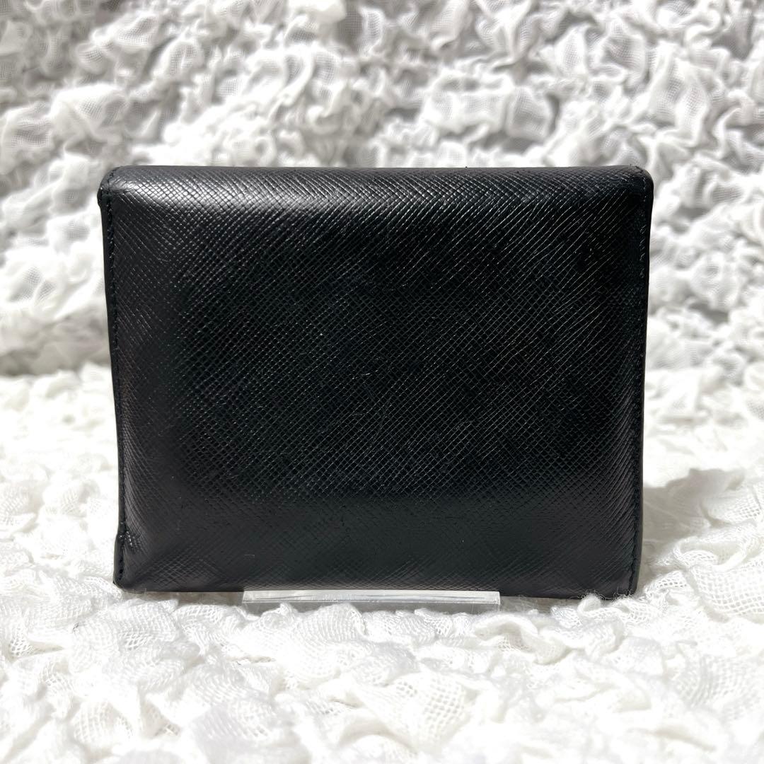 良品✨PRADA サフィアーノ　三つ折り財布　コンパクトウォレット　レザー　黒