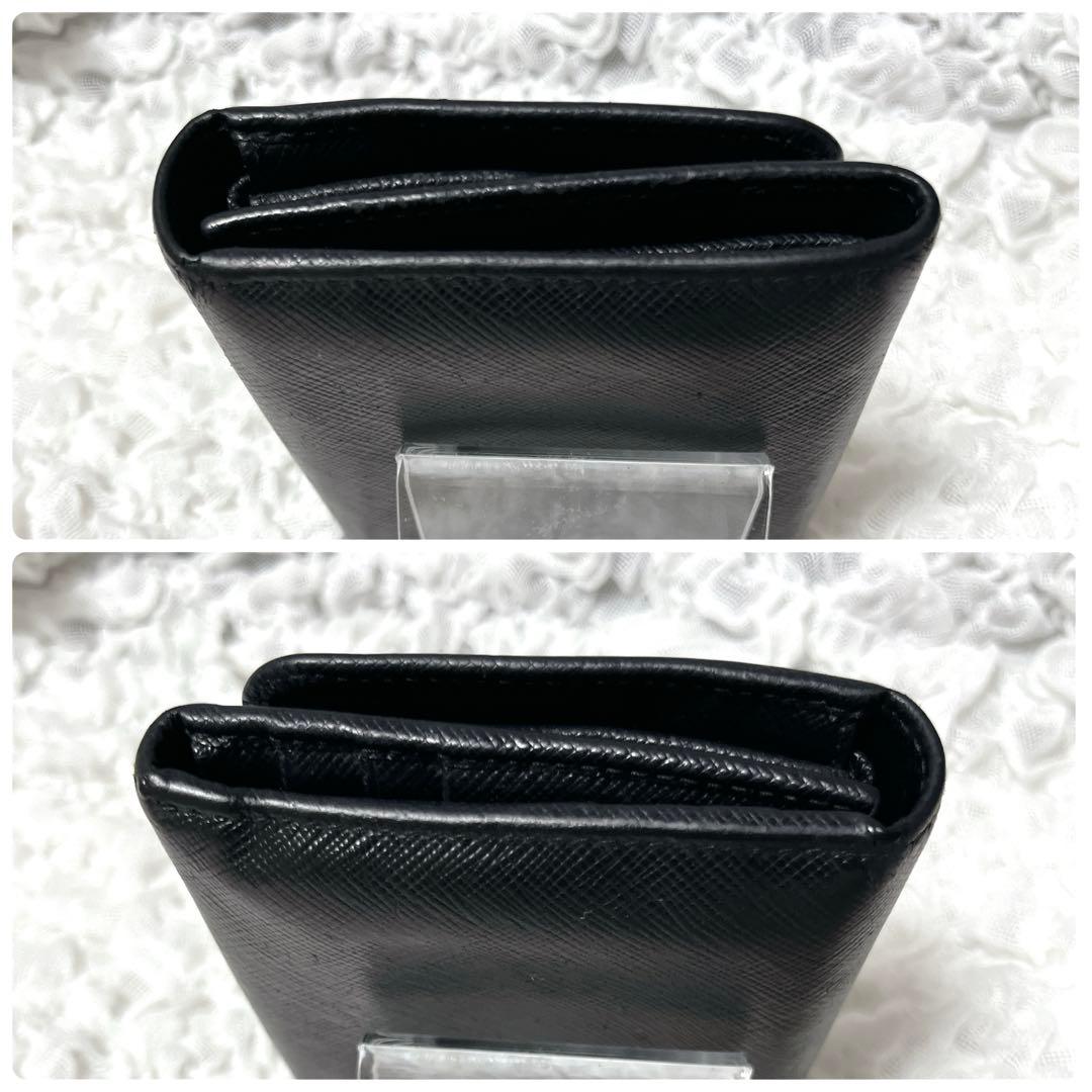 良品✨PRADA サフィアーノ　三つ折り財布　コンパクトウォレット　レザー　黒