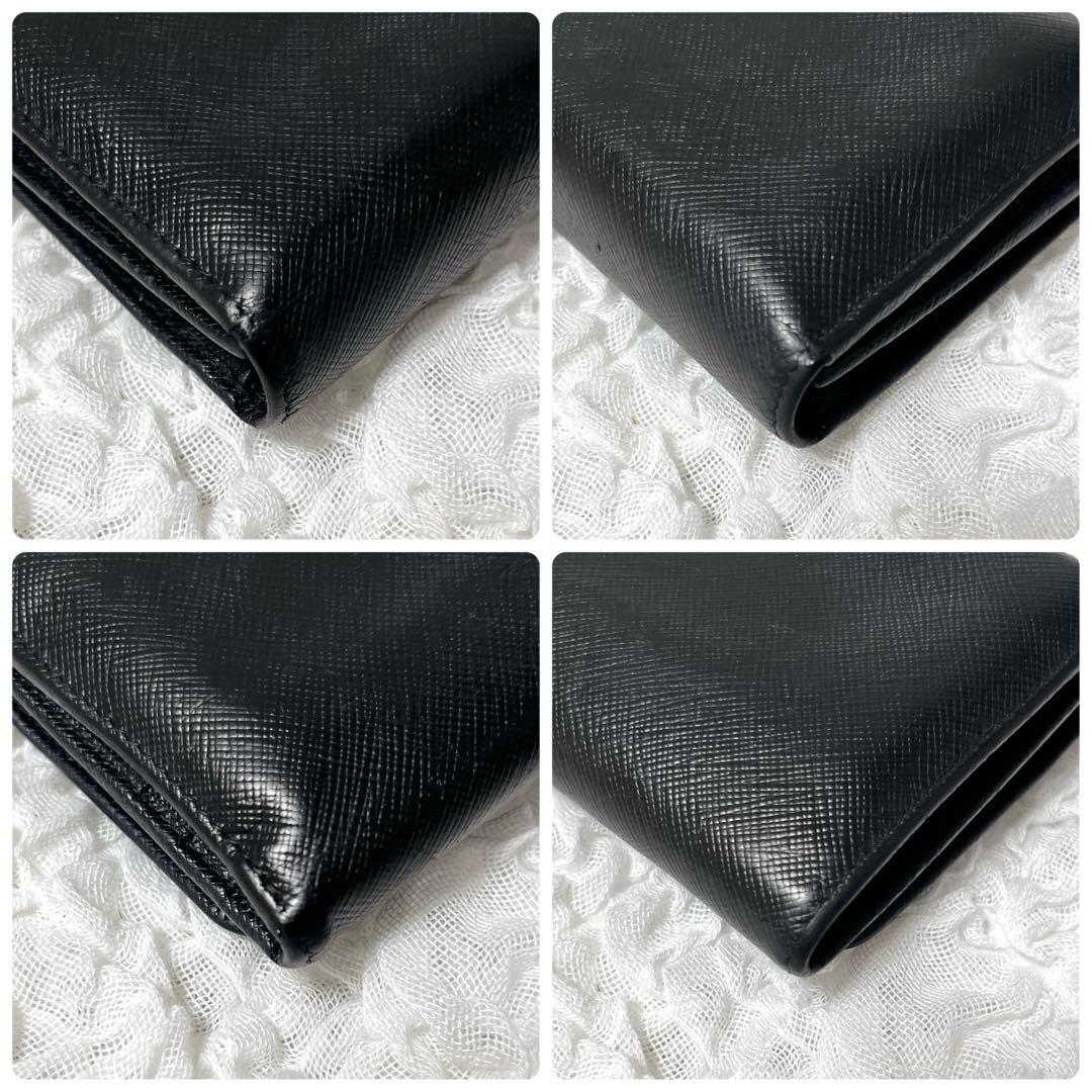 良品✨PRADA サフィアーノ　三つ折り財布　コンパクトウォレット　レザー　黒