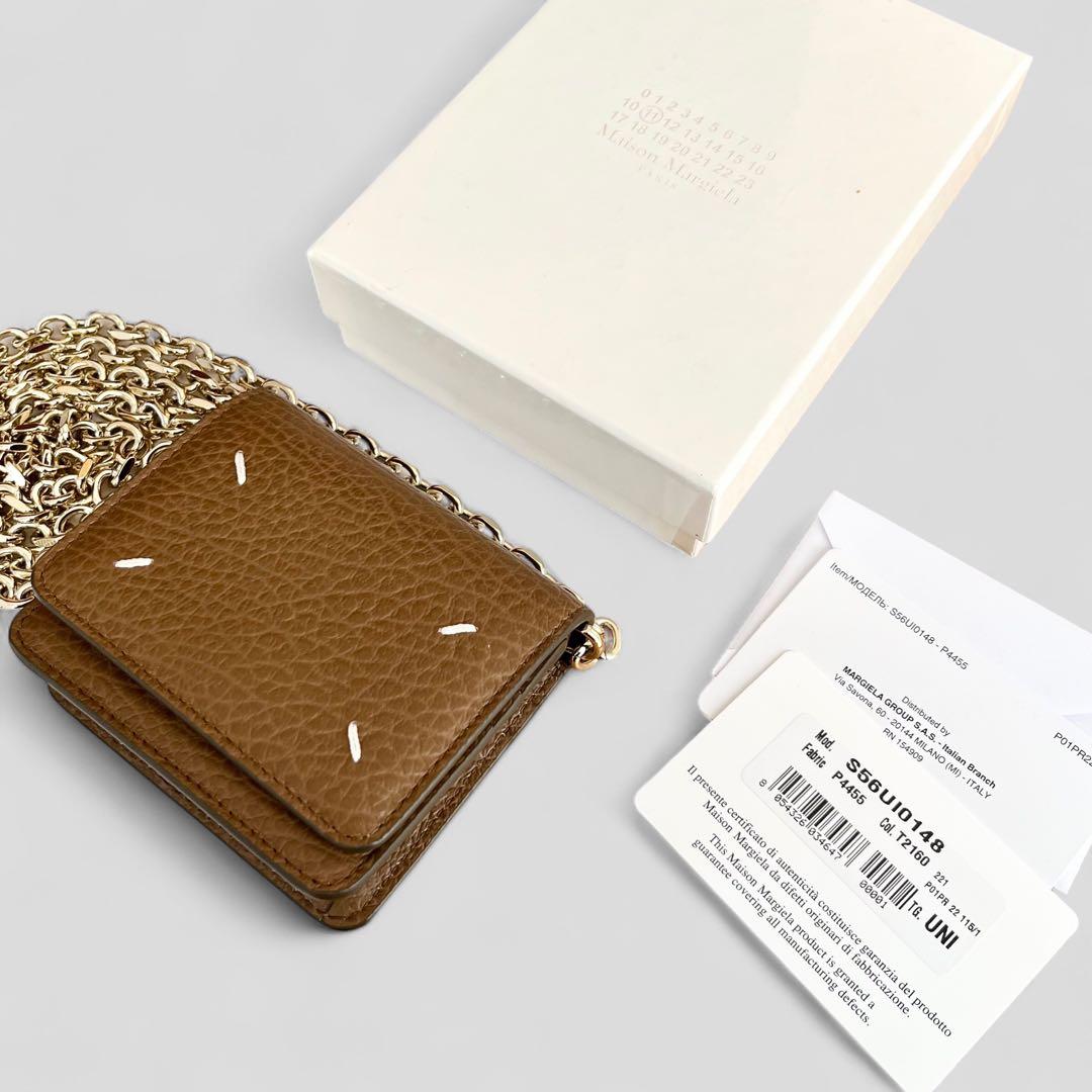 未使用品 メゾンマルジェラ チェーンウォレット ブラウン 財布 ミニ