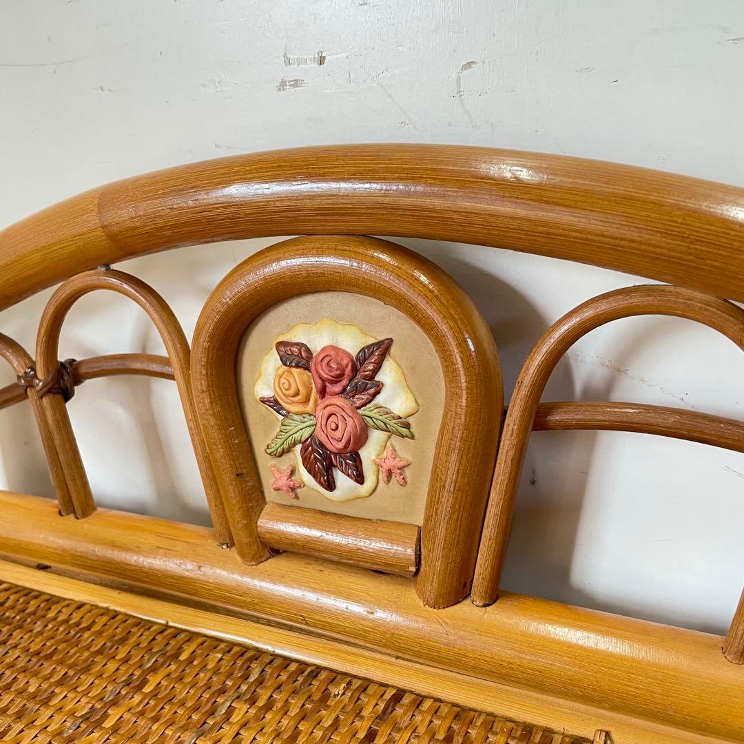 籐 ラタン 4段チェスト 引き出し 収納 タンス 箪笥 電話台 ビンテージ