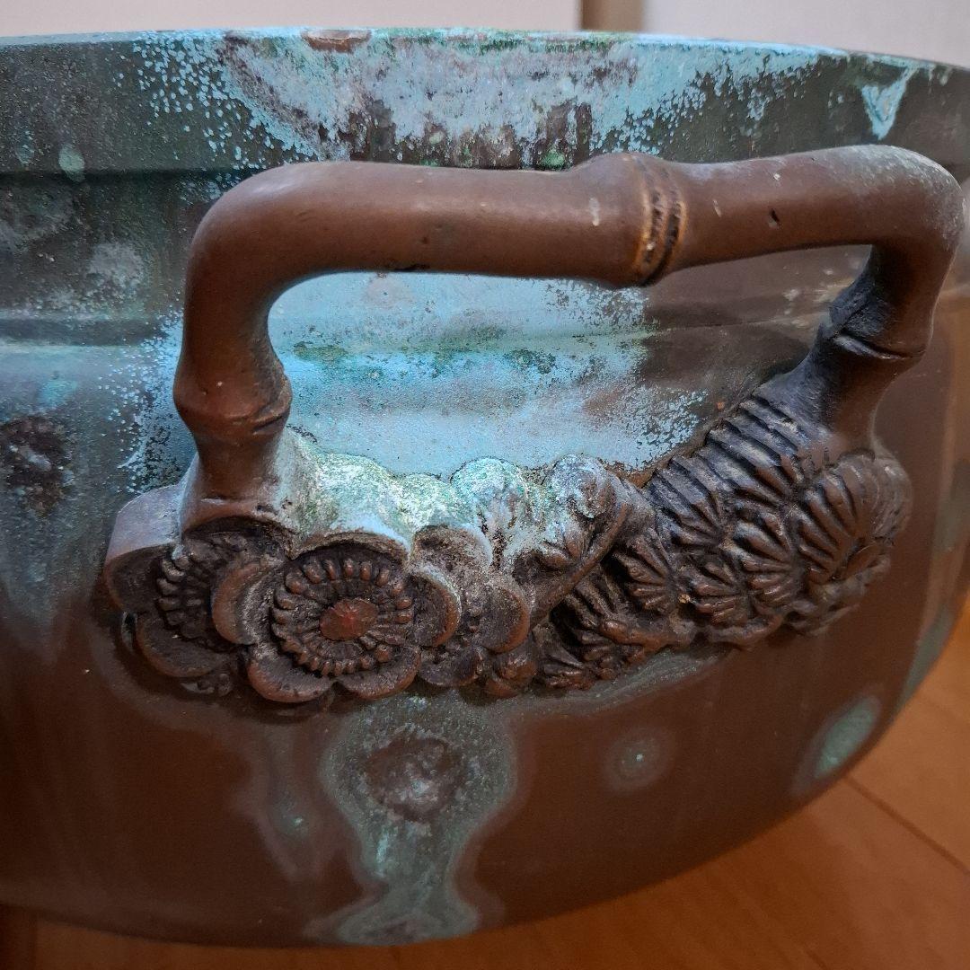 伝統工芸　工芸美術　大火鉢　丸火鉢　銅製火鉢　大型火鉢　 銅製　銅器　古銅