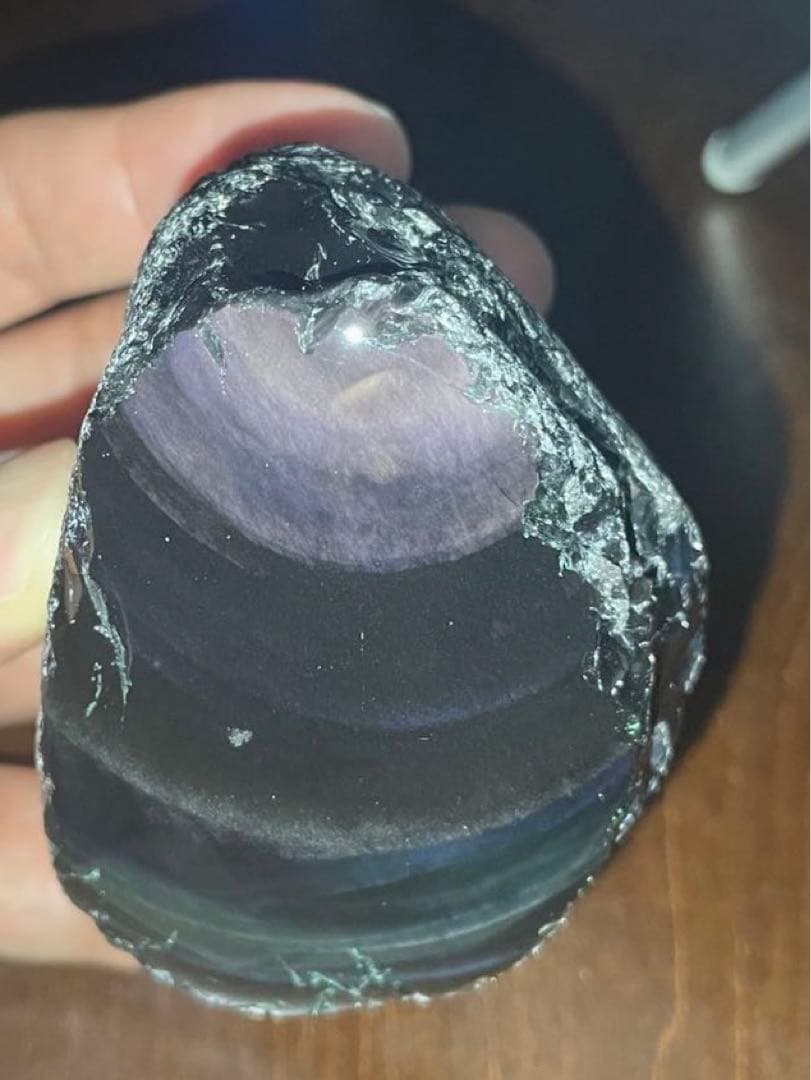 研磨品　十勝石玲瓏　ピンクシラーレインボーオブシディアン　サイズ大きめ　石質最高