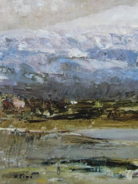 鬼頭鍋三郎、柴山潟の白山、豪華・希少・大判画集画、新品高級額・額装付