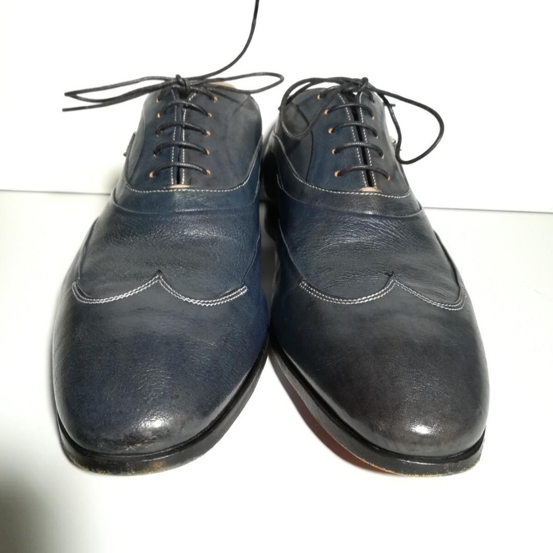 d0227 良品 値下げ不可 サントーニ ウイングチップ 8 1/2 ネイビー