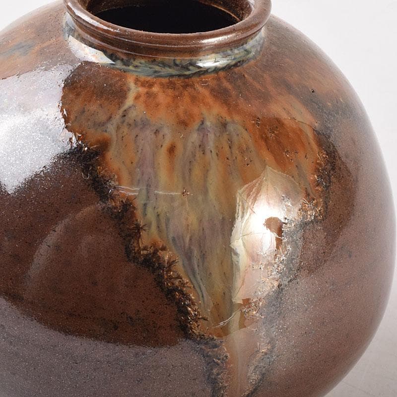 茶道具　京焼　平安　万代喜山造　茄子茶入　仕覆付　共箱　V　6945