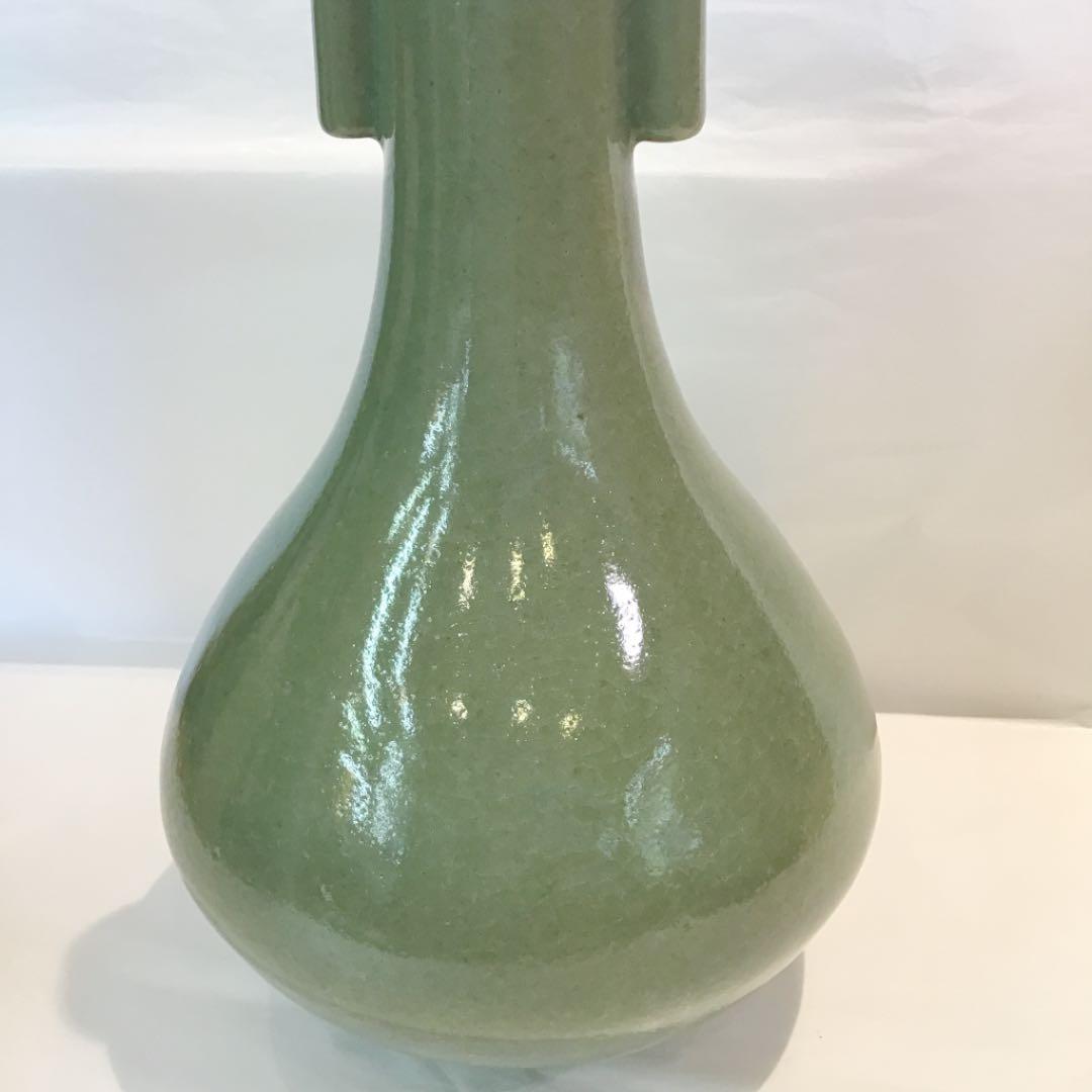 花入 花瓶 青磁 耳付 廣州窯