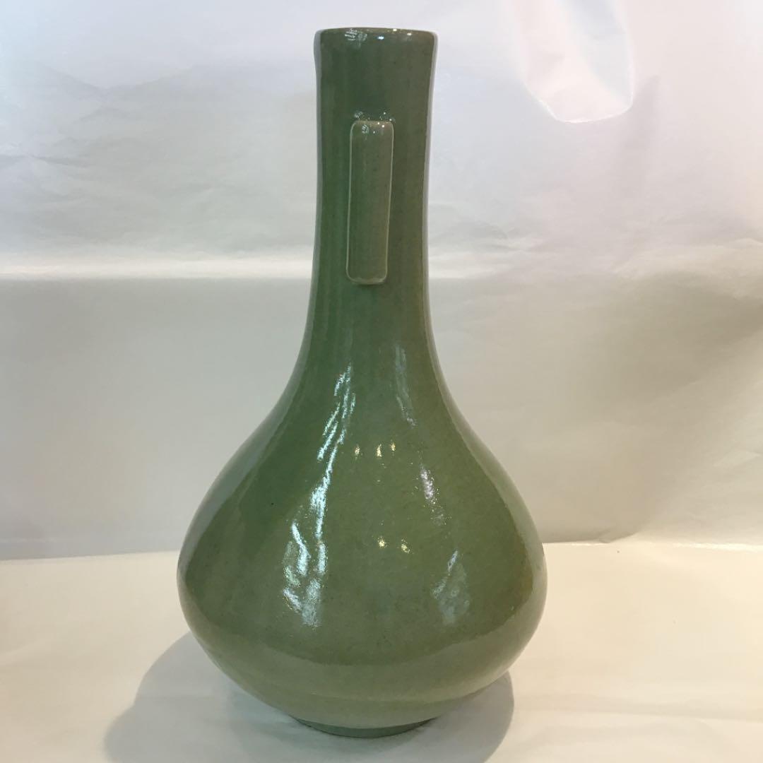 花入 花瓶 青磁 耳付 廣州窯