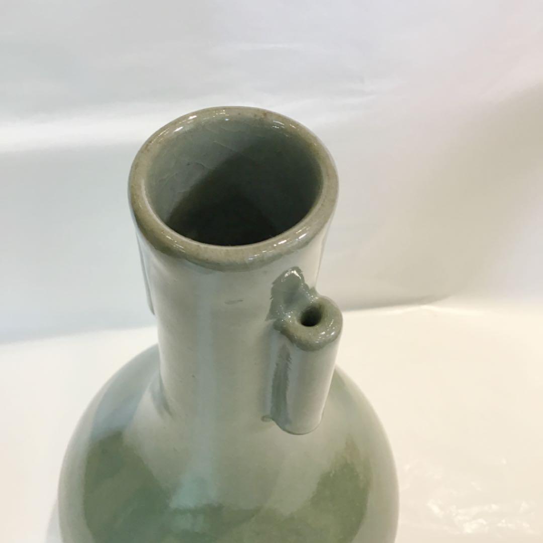 花入 花瓶 青磁 耳付 廣州窯