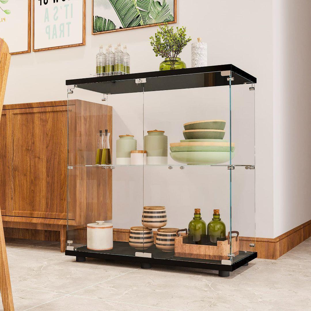 ガラスケース 2段両扉 コレクションケース フィギュア 棚 ショーケース1998