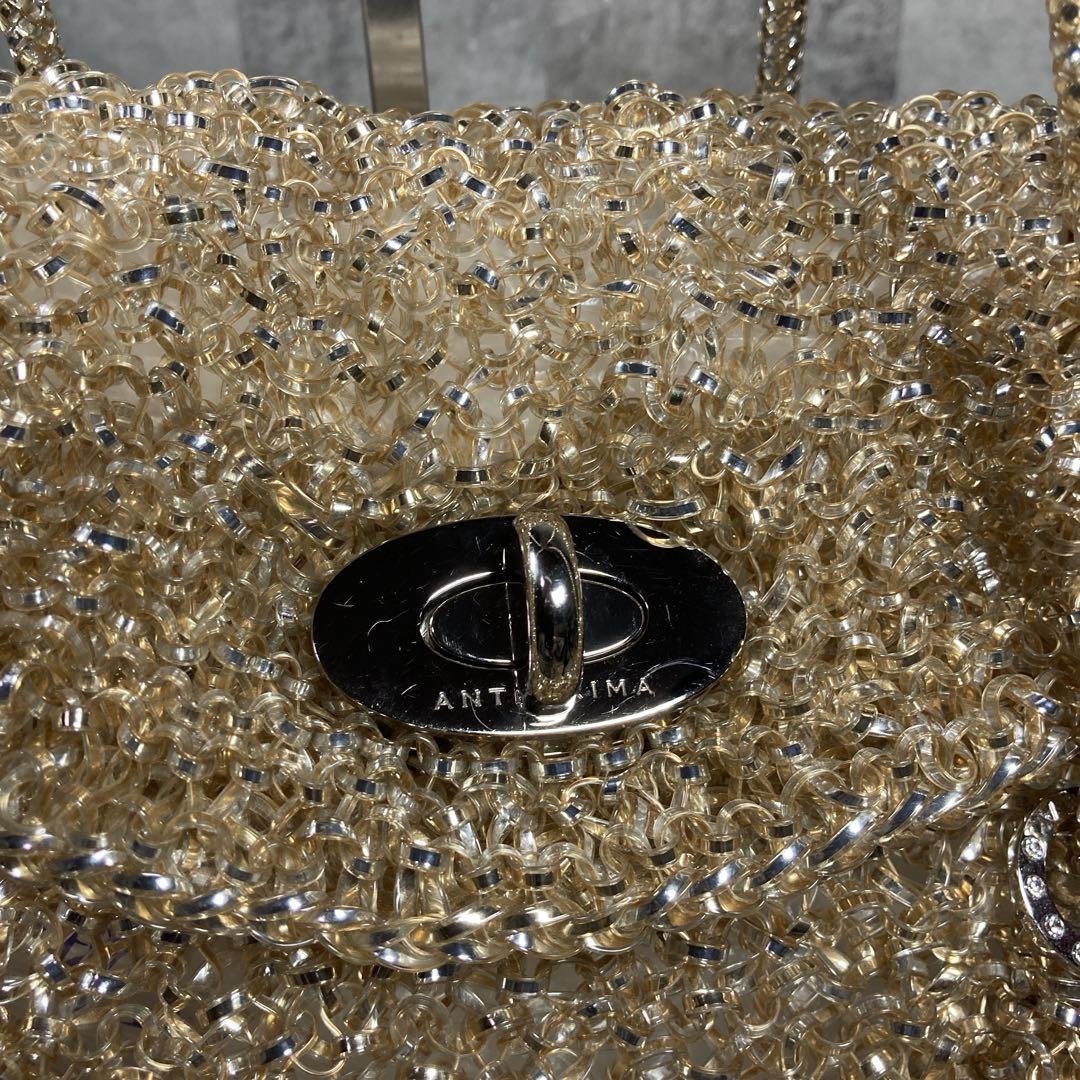 【美品・良品】ANTEPRIMA ワイヤーバック　ターンロック　シルバーゴールド