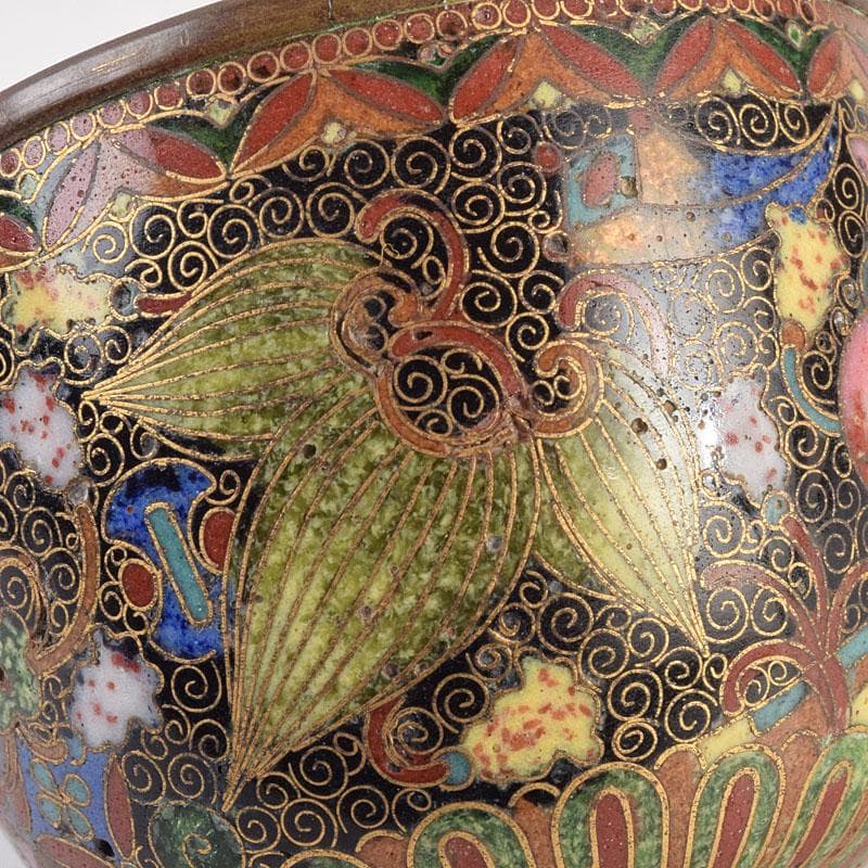 中国　古七宝琺瑯彩　神獣文　煎茶碗　茶托　D　R9211