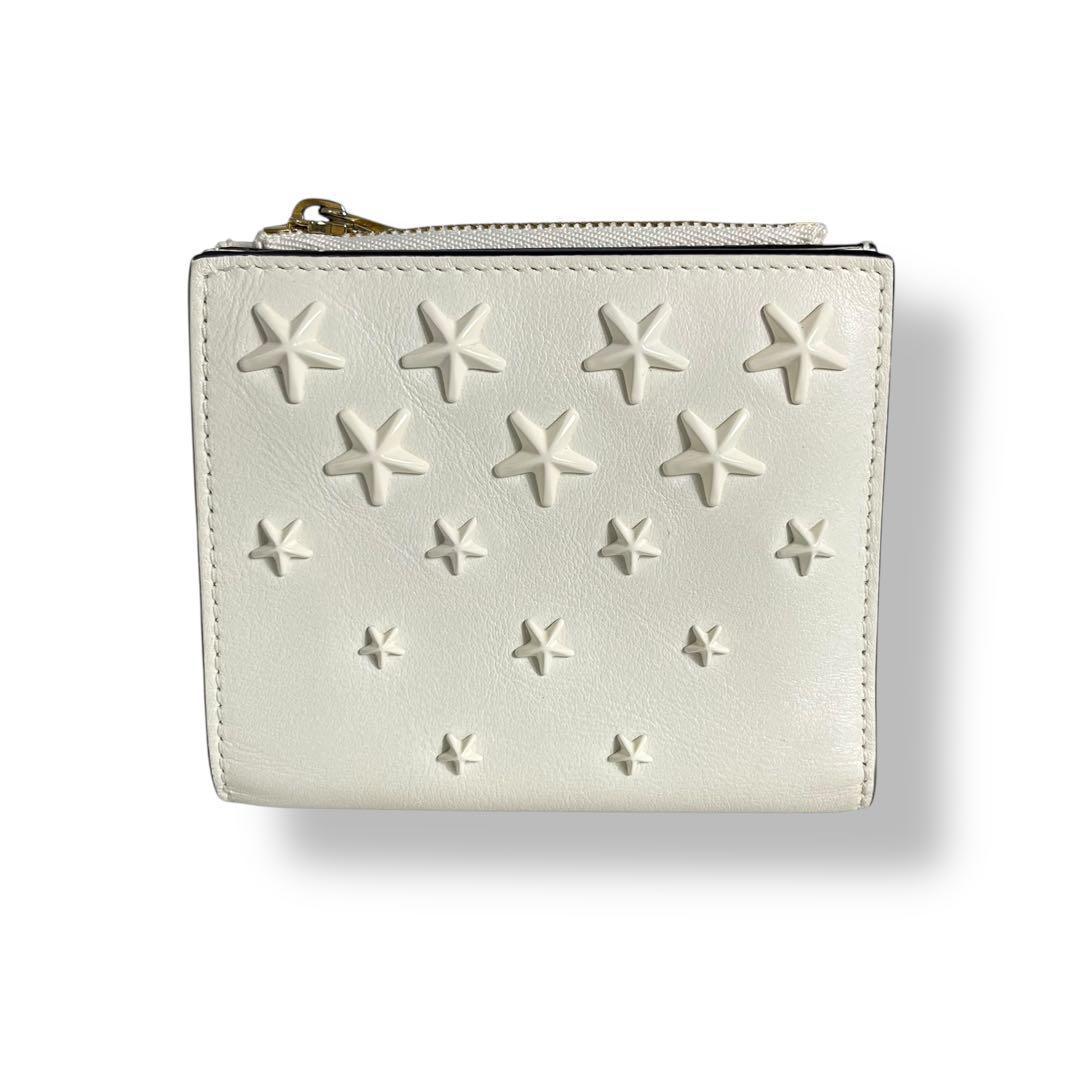 極美品✨ 付属品付き ジミーチュウ 二つ折り財布 ハンニ スタースタッズ 白