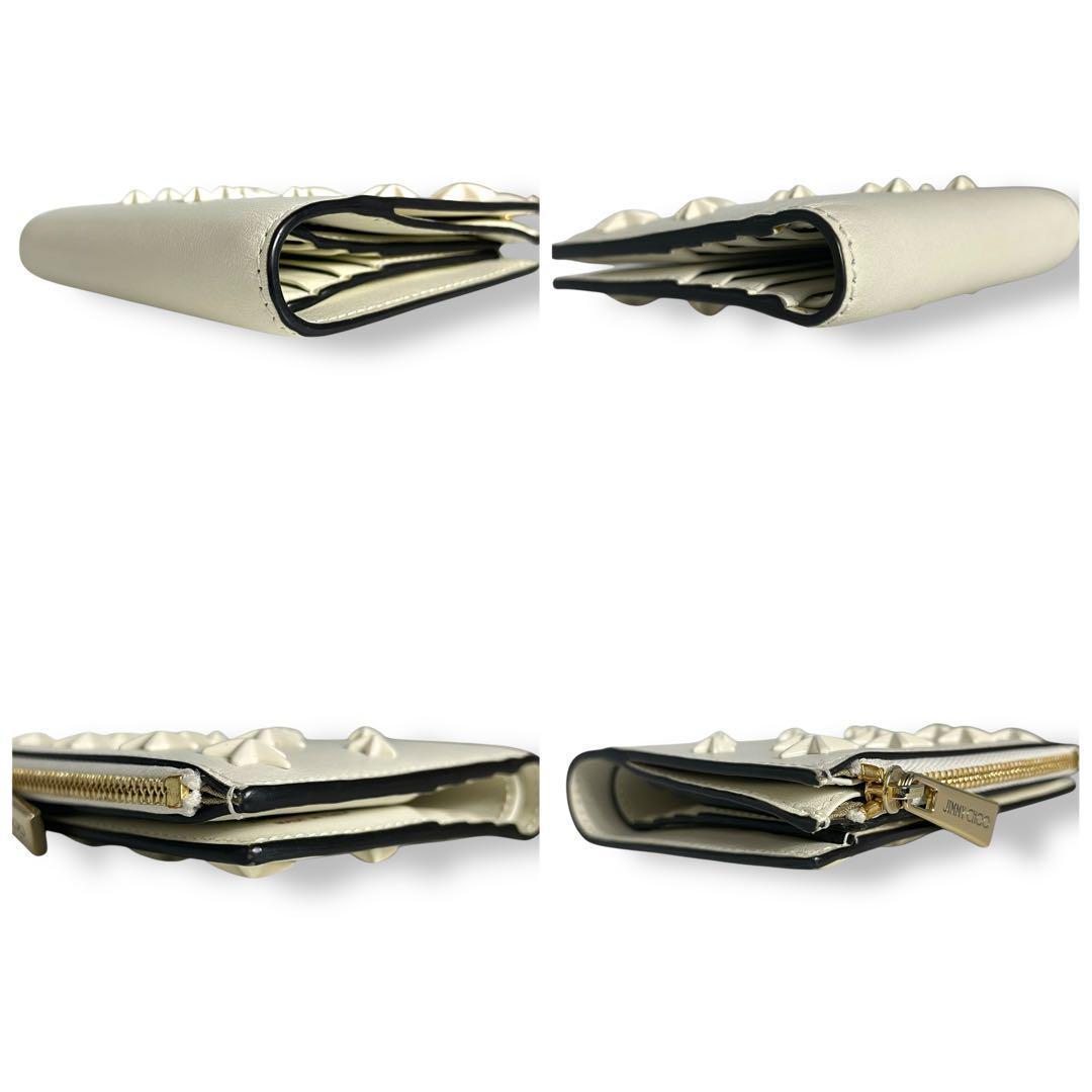 極美品✨ 付属品付き ジミーチュウ 二つ折り財布 ハンニ スタースタッズ 白