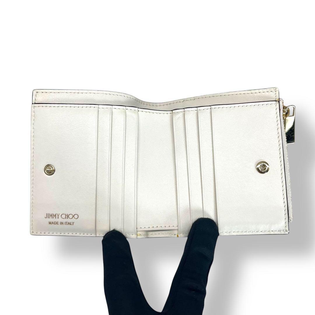 極美品✨ 付属品付き ジミーチュウ 二つ折り財布 ハンニ スタースタッズ 白
