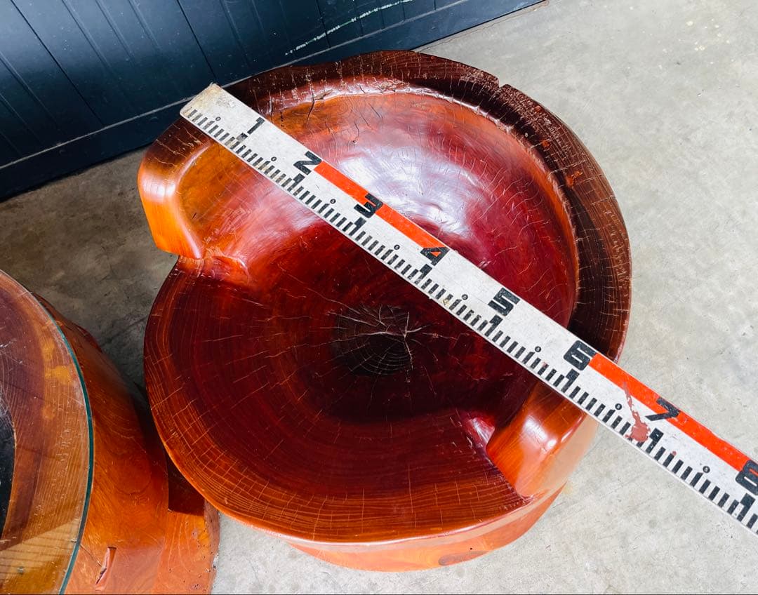 臼　ケヤキ　テーブル　イス　3点セット　古民家