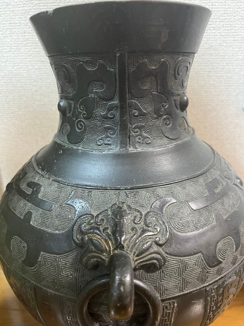 中国銅瓶、骨董、本物 花瓶　壷