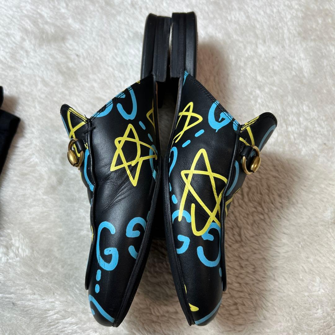 グッチ プリンスタウン ファブリック ミュール ホースビット ゴースト